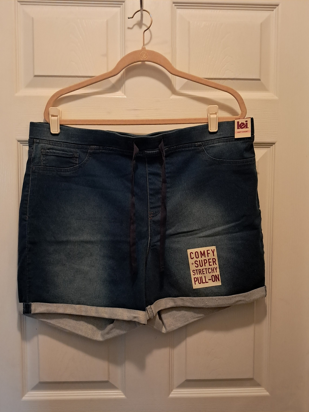 lei Pull-On Denim Like Knit Shorts - Dark Blue Size 3X